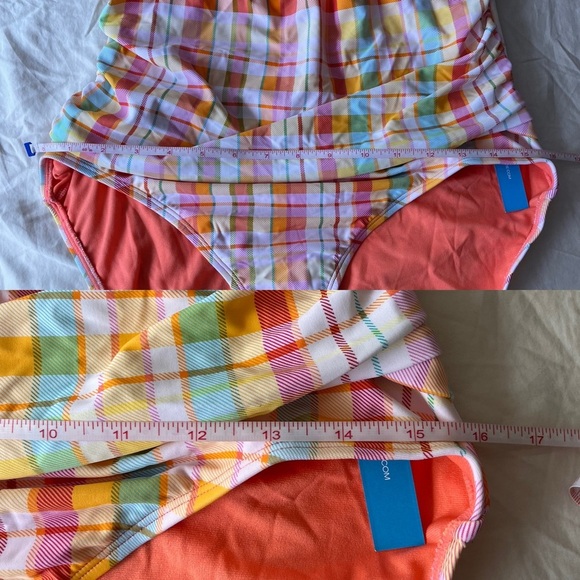 NWT Bleu Rod Beattie Multicolour Plaid Ruffle One-Piece Swimsuit 14 - Picture 11 of 16